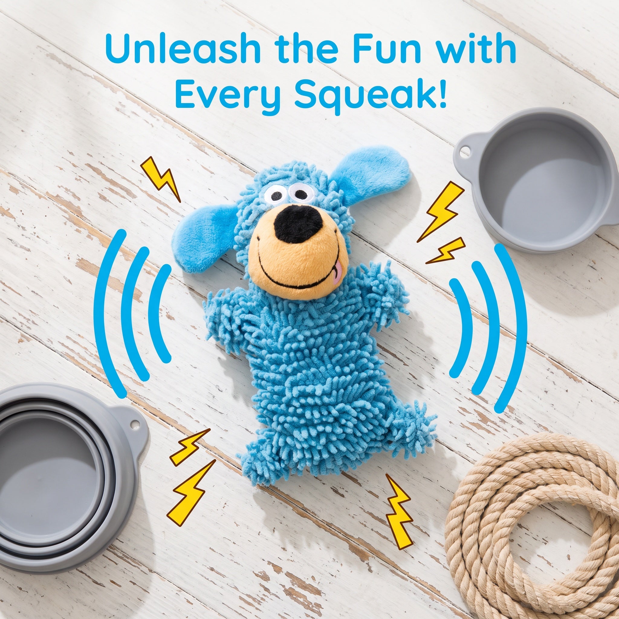 Squeaky Plush Dog Toy – Interactive Chew Mop