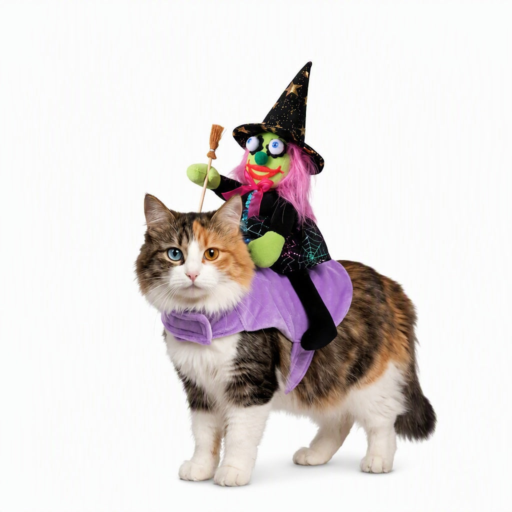 Halloween Witch Rider Pet Costume – Cat & Dog