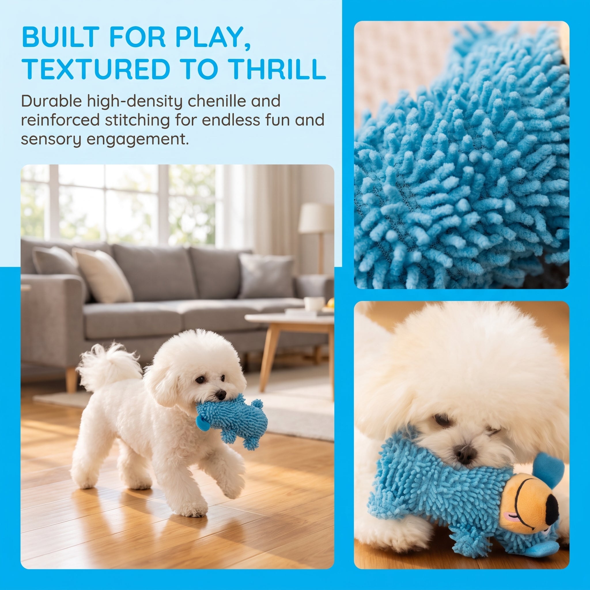 Squeaky Plush Dog Toy – Interactive Chew Mop