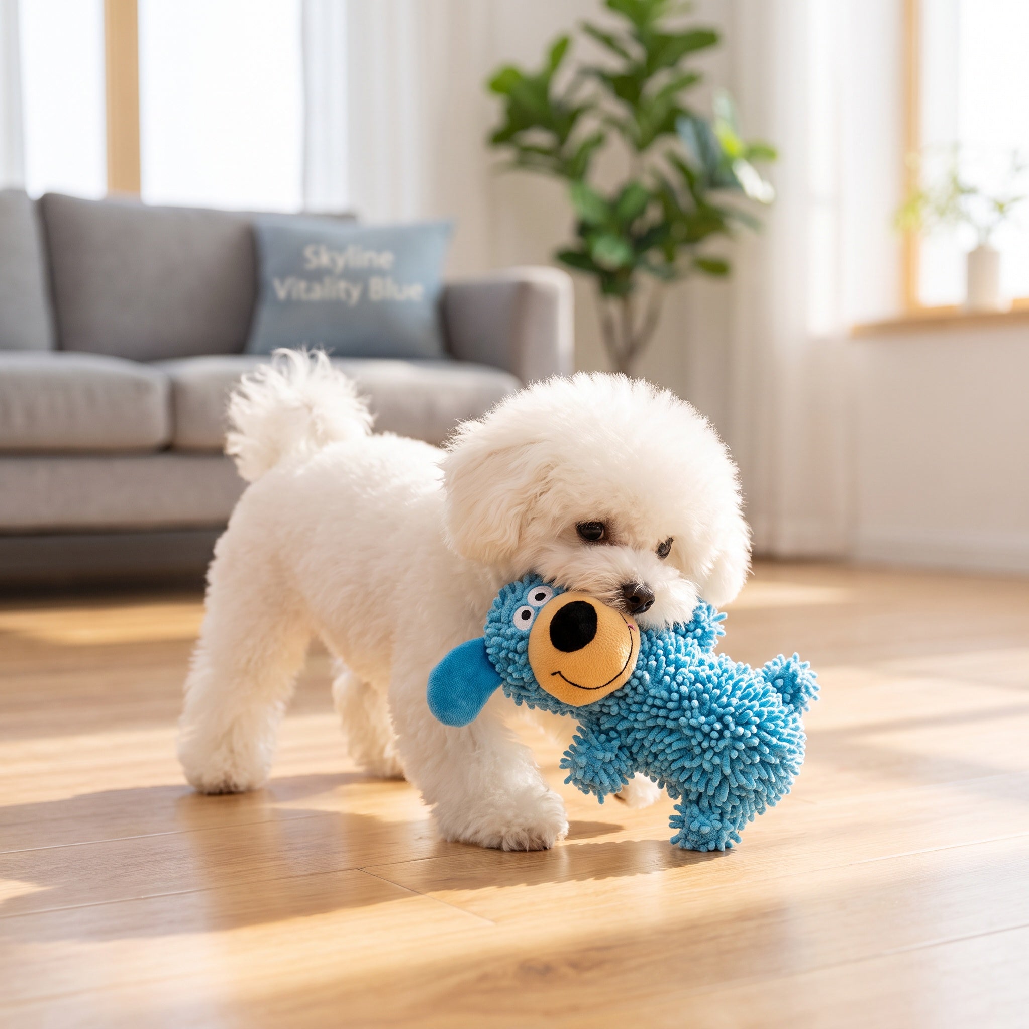 Squeaky Plush Dog Toy – Interactive Chew Mop