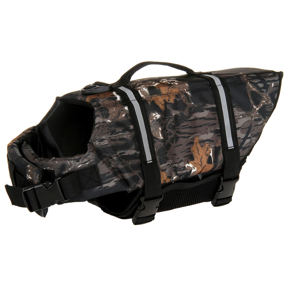 Dog life jacket black camouflage pattern – tactical swim vest for dogs