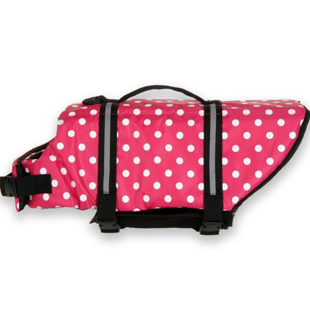 Dog life jacket pink polka dot pattern – cute swim vest for dogs