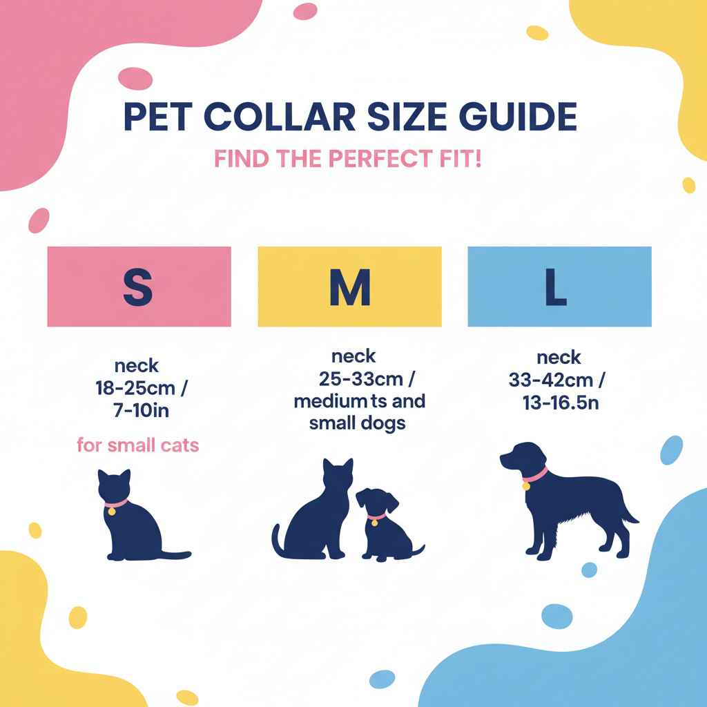 Pet collar size guide S M L for cats and dogs