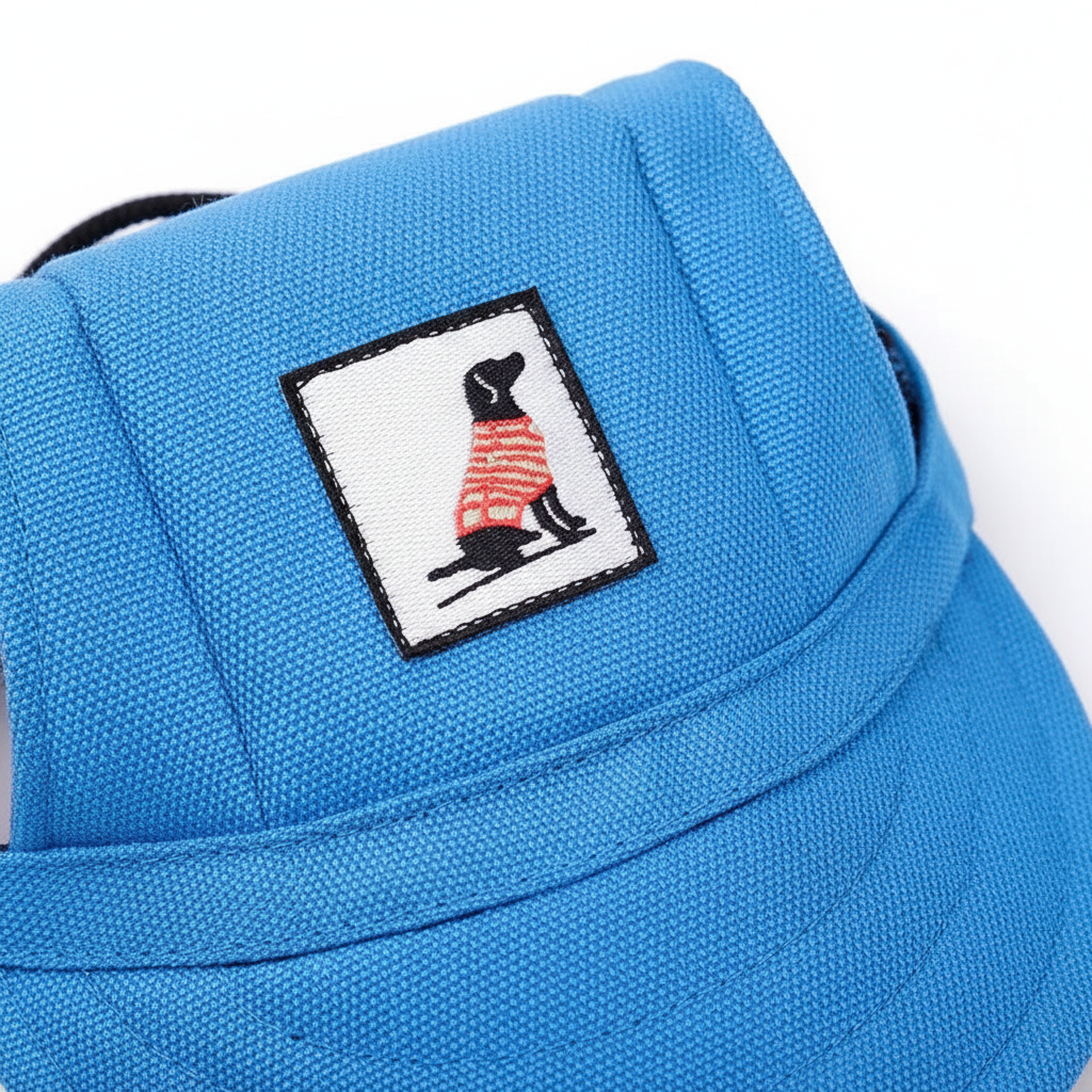 Dog baseball cap detail close-up