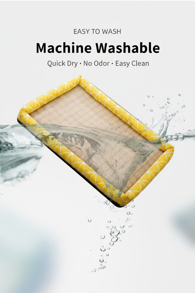 Easy to wash feature infographic - machine washable quick dry