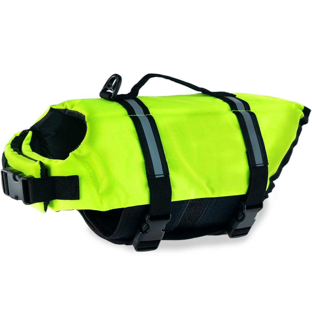 Dog life jacket fluorescent green – high visibility swim vest for dogs